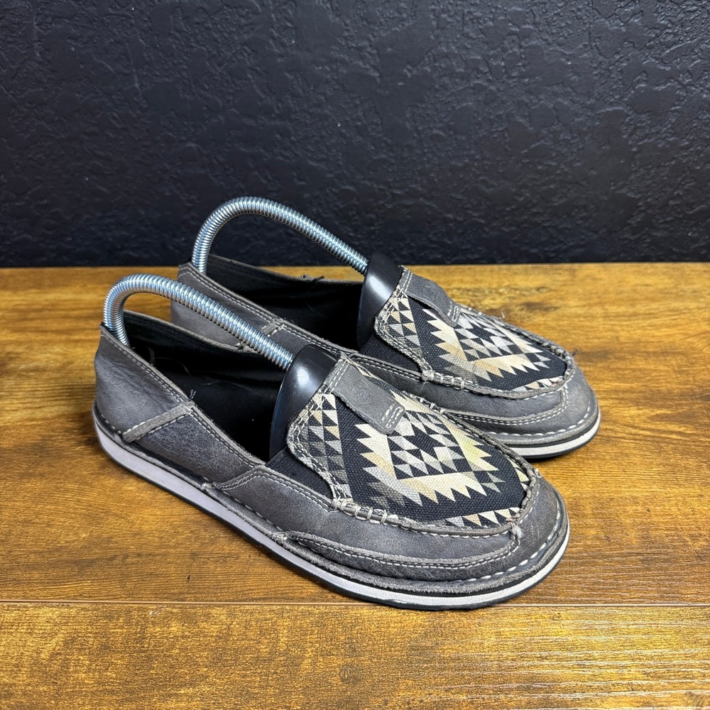 Ariat Cruiser 10033938 Grey‎ Leather Textile Southwestern Loafers Womens 8B